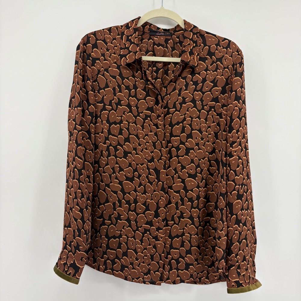 Scotch & Soda Womens M Brown Leopard Print Smart Tarte Button Down Blouse